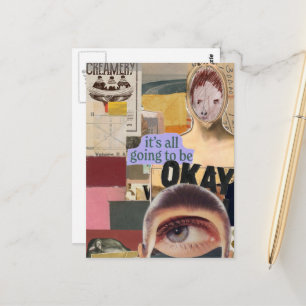 Going to Be Okay Surreal Mixed Media Collage Postcard