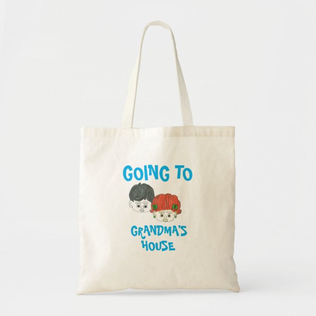 "GOING TO GRANDMA'S HOUSE" TOTE BAG WITH CUTE FACE (Front)