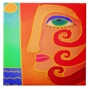 Going to the Beach Abstract Art Tile