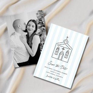 Going to the Chapel Colourful Stripe Photo Save The Date