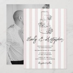 Going to the Chapel Stripe Wedding Photo Invitation