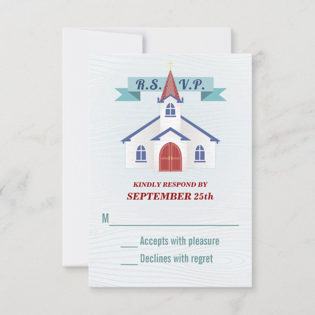 Going to the Chapel Wedding RSVP Card (Front)