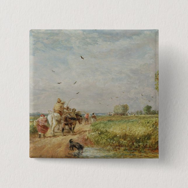 Going to the Hayfield, 1853 (oil on millboard) 2 Inch Square Button (Front)
