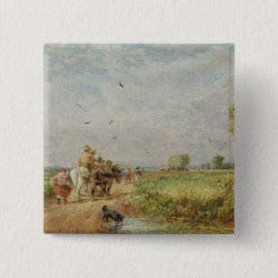 Going to the Hayfield, 1853 (oil on millboard) 2 Inch Square Button