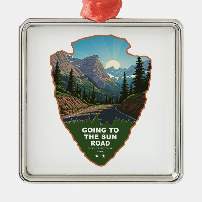 Going To The Sun Road Glacier NP Arrowhead Metal Ornament (Front)