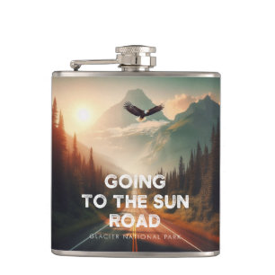 Going To The Sun Road Montana Eagle Hip Flask