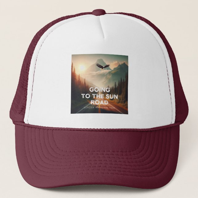 Going To The Sun Road Montana Eagle Trucker Hat (Front)