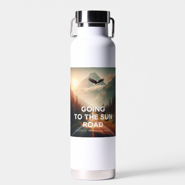 Going To The Sun Road Montana Eagle Water Bottle (Front)