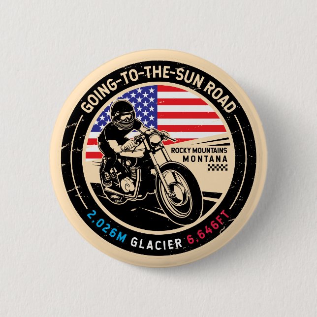 Going to the Sun Road Montana Motorcycle 2 Inch Round Button (Front)
