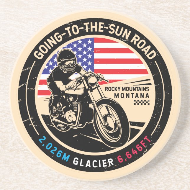 Going to the Sun Road Montana Motorcycle Coaster (Front)