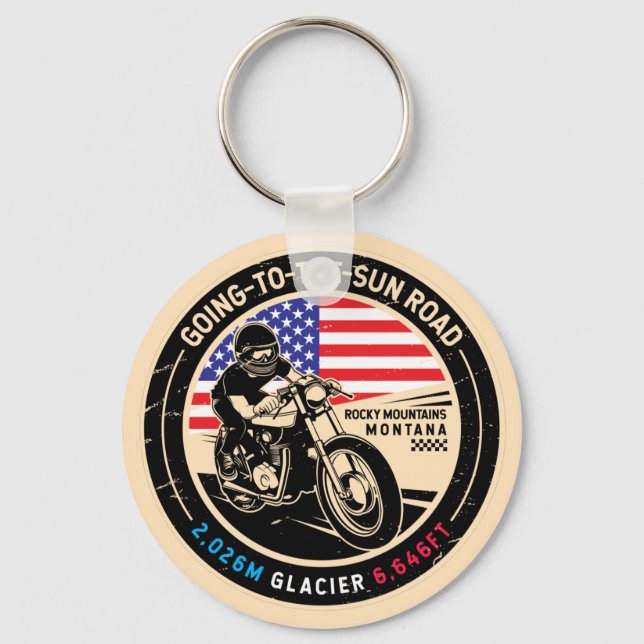 Going to the Sun Road Montana Motorcycle Keychain (Front)