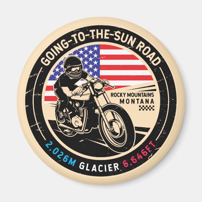 Going to the Sun Road Montana Motorcycle Magnet (Front)
