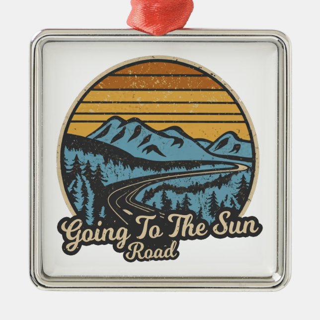 Going To The Sun Road Montana Retro Metal Ornament (Front)