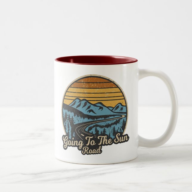 Going To The Sun Road Montana Retro Two-Tone Coffee Mug (Right)