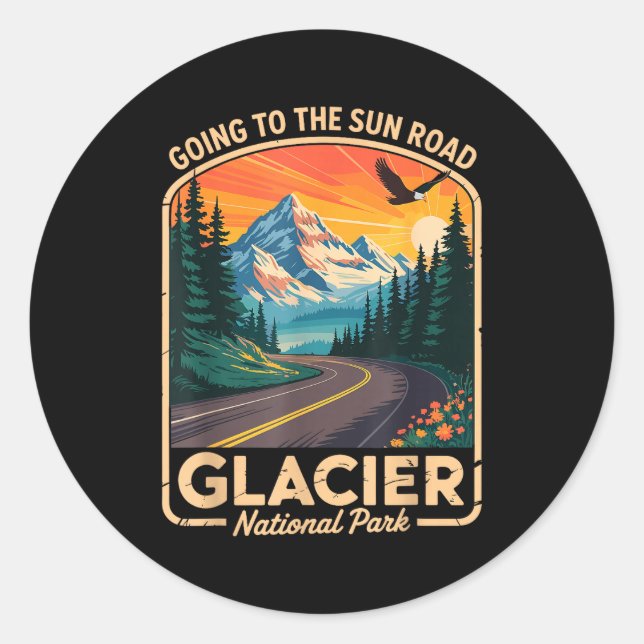 Going To The Sun Road Shirt Montana T Shirt Glacie Classic Round Sticker (Front)