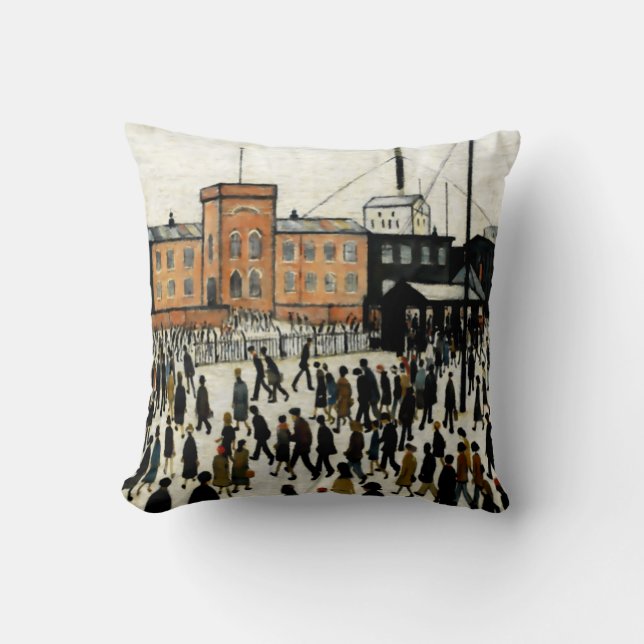 Going To Work L.S Lowry Throw Pillow (Front)