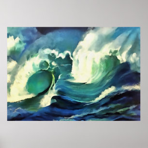 Going With The Flow Crashing Ocean Waves Art Poster