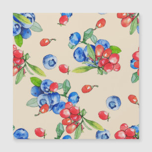Goji, blueberry: watercolor illustration pattern.