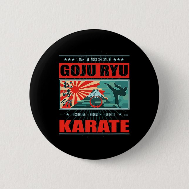 Goju Ryu Karate Kanji  2 Inch Round Button (Front)