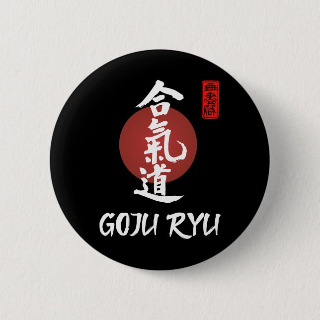 Goju Ryu Karate Uniform Goju Ryu Uniform Calligrap 2 Inch Round Button (Front)