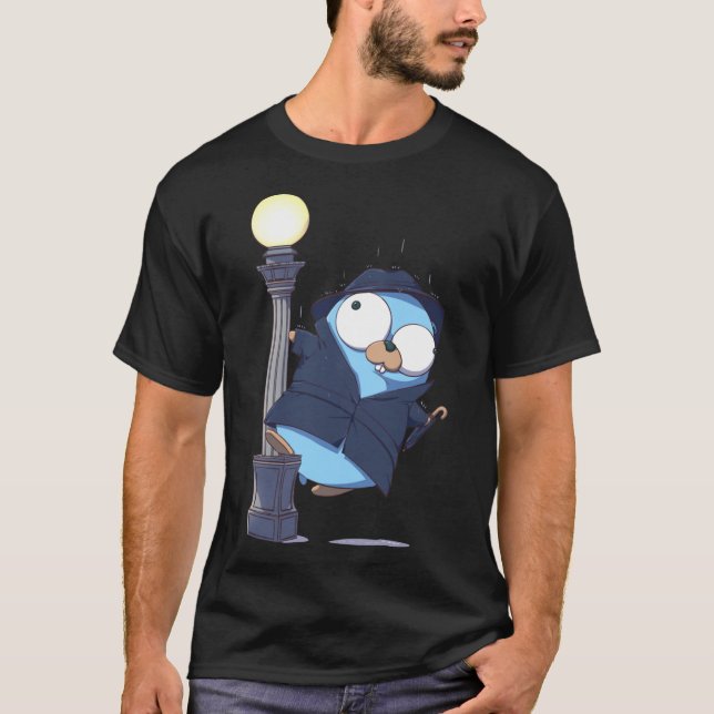 Golang Gopher Go Singing In The Rain without Backg T-Shirt (Front)
