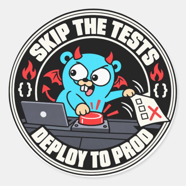 Golang Gopher mascot programming demon Classic Round Sticker (Front)