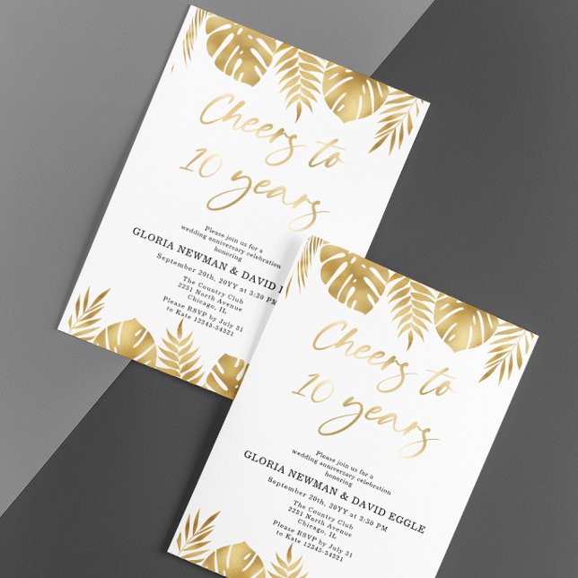 Gold 10th Wedding Anniversary Invitation (Creator Uploaded)