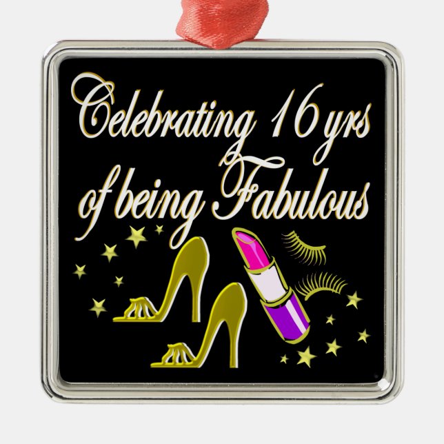 GOLD 16 & FABULOUS DIVA DESIGN METAL ORNAMENT (Front)
