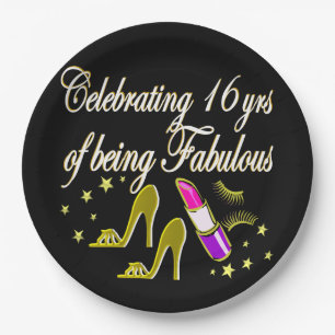 GOLD 16 & FABULOUS DIVA DESIGN PAPER PLATE
