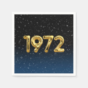 Gold 1972 Birth Year Balloons With Stars Napkins