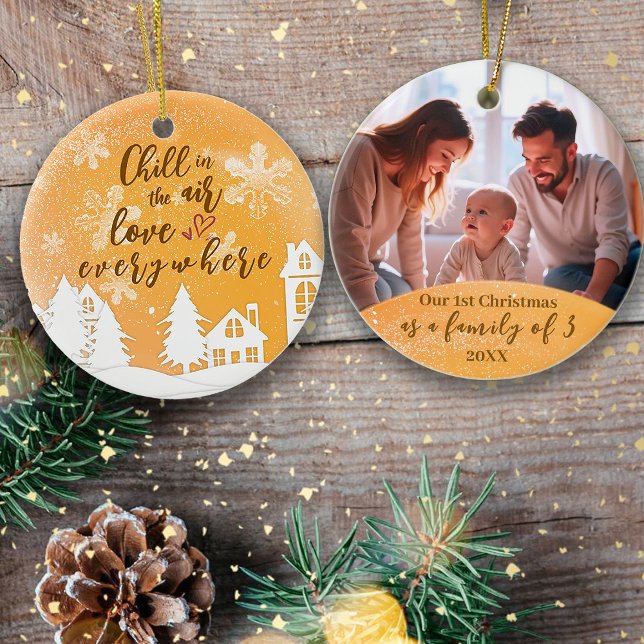 Gold 1er Noël Famille de 3 photos de devis (Créateur téléchargé)