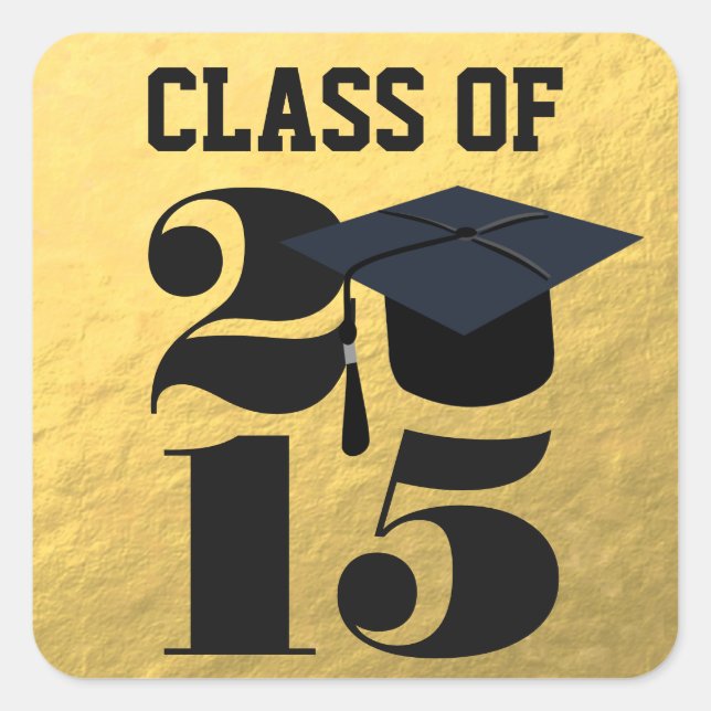 Gold 2015 Grad Cap | Graduation Sticker (Front)