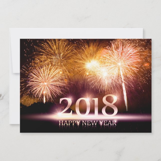 Gold 2018 Happy New Year Fireworks card (Front)
