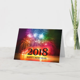 Gold 2018 Joyeux Nouvel An Carte Fireworks