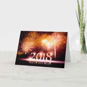 Gold 2018 Joyeux Nouvel An Carte Fireworks