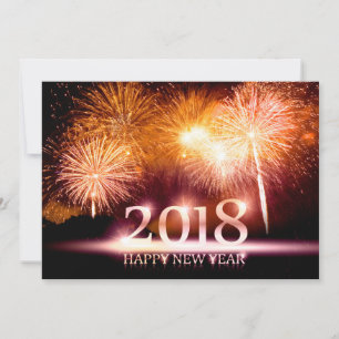Gold 2018 Joyeux Nouvel An Carte Fireworks