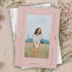 Gold 2022 Dusty Pink Photo Graduation Announcement