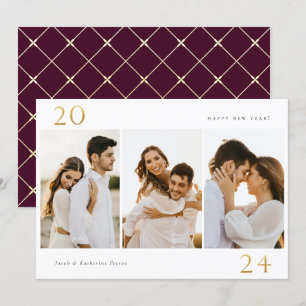 Gold 2022 New Year 3 Photo Holiday Card