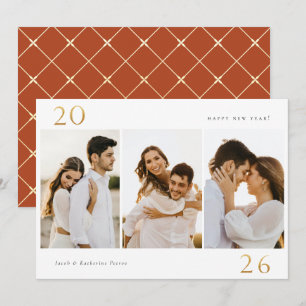 Gold 2024 New Year 3 Photo Holiday Card