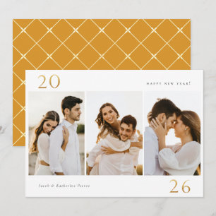 Gold 2024 New Year 3 Photo Holiday Card