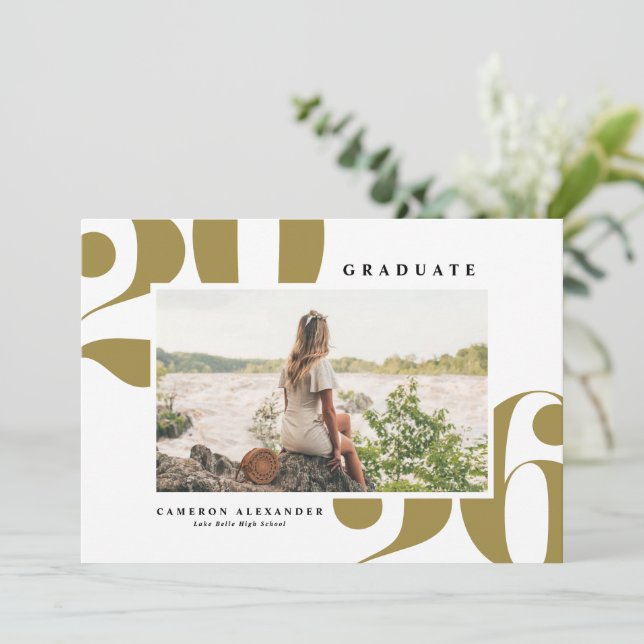 Gold 2025 Bold Typography Photo Graduation Announcement (Standing Front)