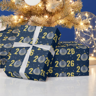 Gold 2025 Christmas Ornament  Wrapping Paper