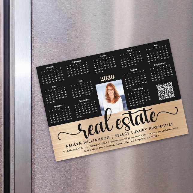 Gold 2026 Calendar Real Estate Photo QR Code Card (Creator Uploaded)
