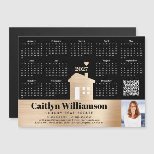 Gold 2026 Calendar Realtor Photo QR Code Magnet