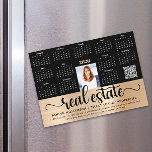 Gold 2027 Calendar Real Estate Photo QR Code Card