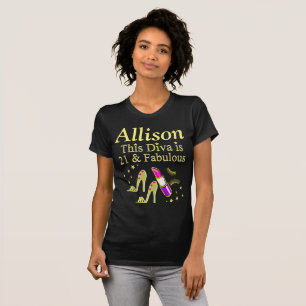 GOLD 21 AND FABULOUS PERSONALIZED T SHIRT