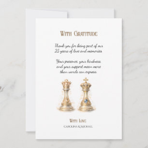 Gold 25 Years of Love Wedding Anniversary Thank You Card