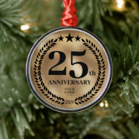 Gold 25th Anniversary Business Logo Christmas