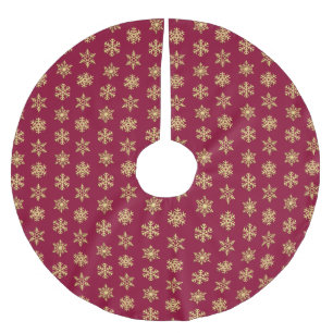 Gold 3-d snowflakes, Customizable Background Brushed Polyester Tree Skirt