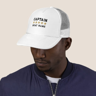 Gold 3-D Stars Custom Black Text Nautical Design Trucker Hat